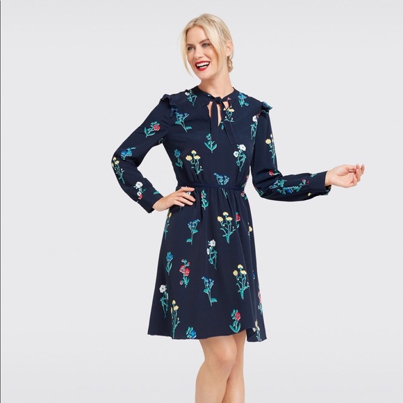 Draper James Floral Tie Neck Dress